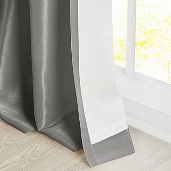 Madison Park Natalie Twisted Tab LightFiltering Top Single CurtainPanel charcoal - Picture 3 of 5